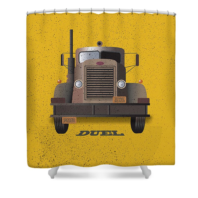 Duel Shower Curtain featuring the digital art Duel - Alternative Movie Poster by Movie Poster Boy