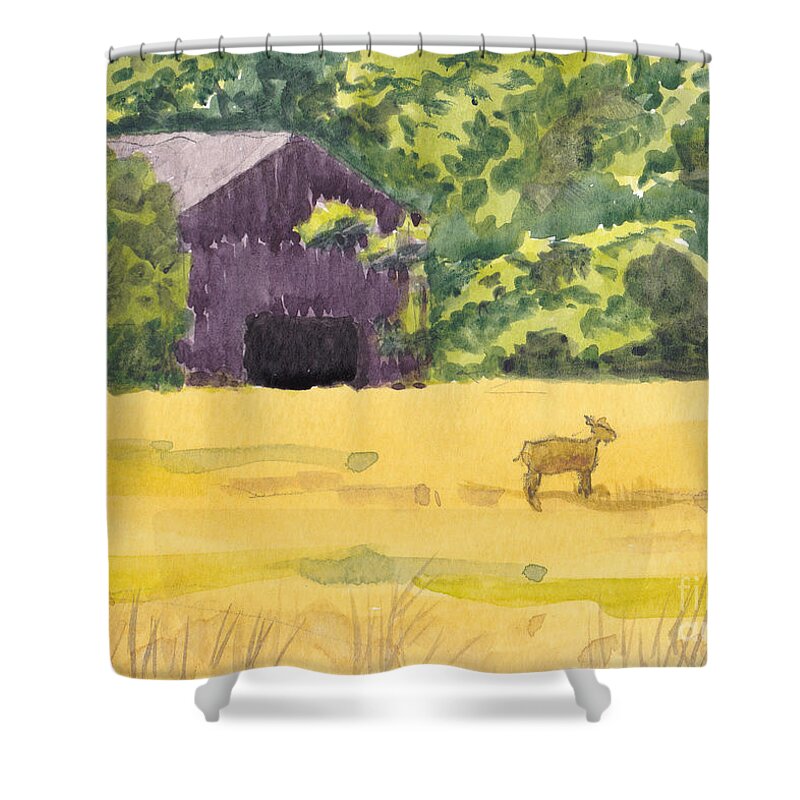 Hunting Shower Curtain featuring the painting Duke's Field by Maryland Outdoor Life
