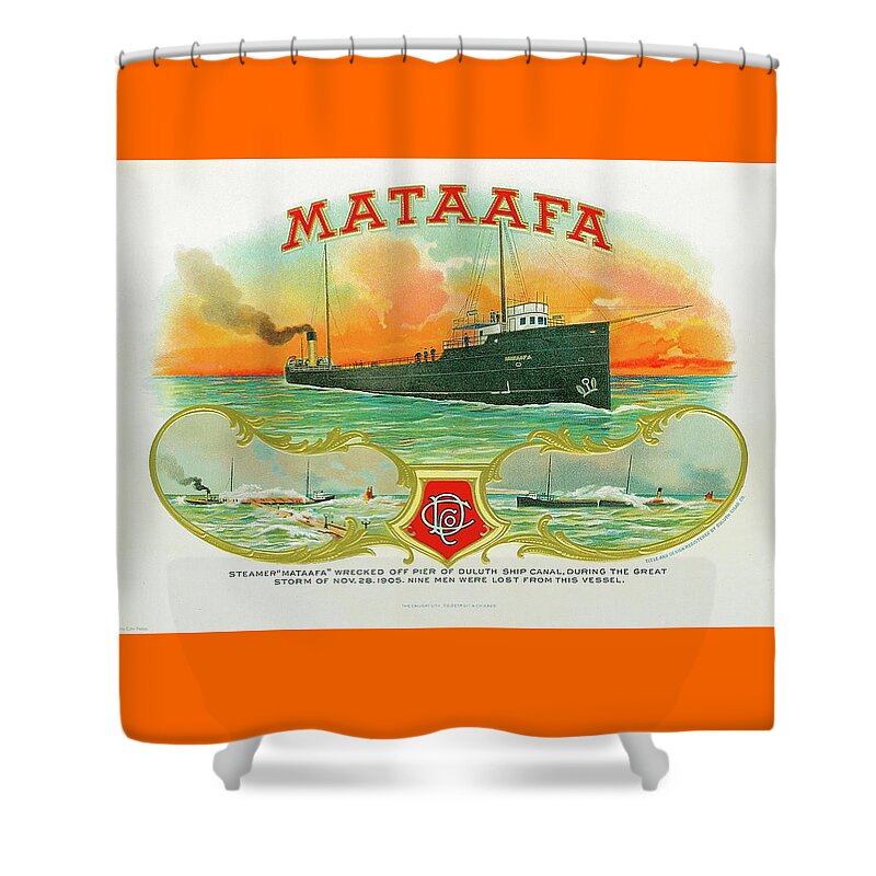 Duluth Shower Curtain featuring the drawing Duluth Cigar Co. Mataafa by Zenith City Press