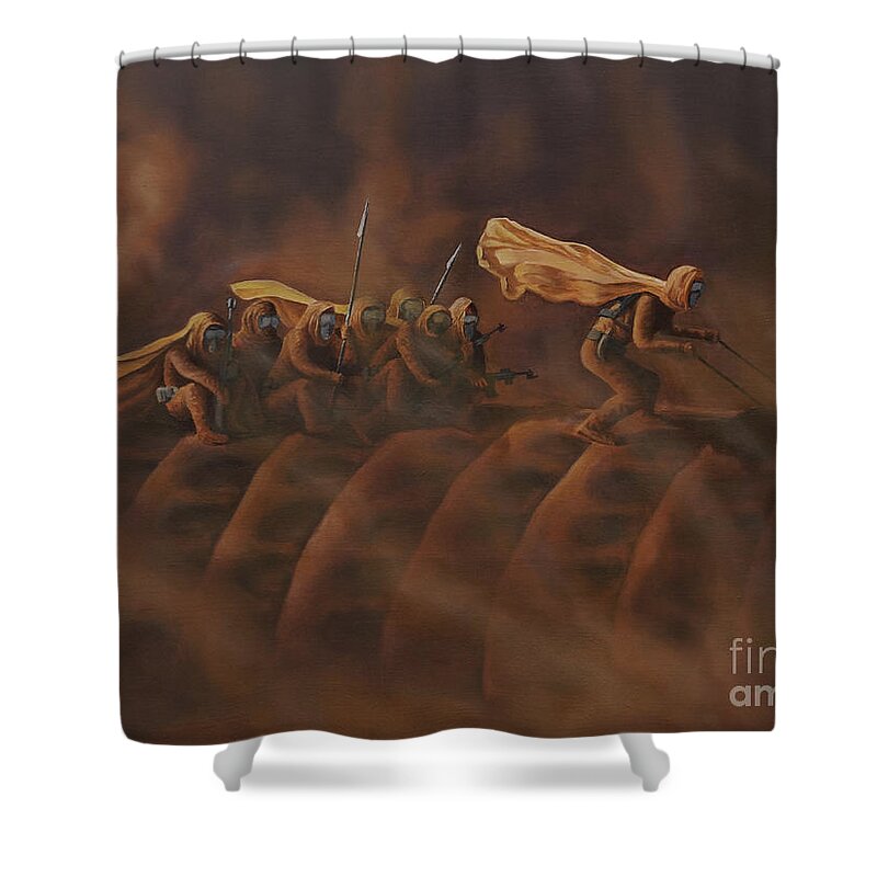 Dune Shower Curtain featuring the painting Dune Crossing by Ken Kvamme