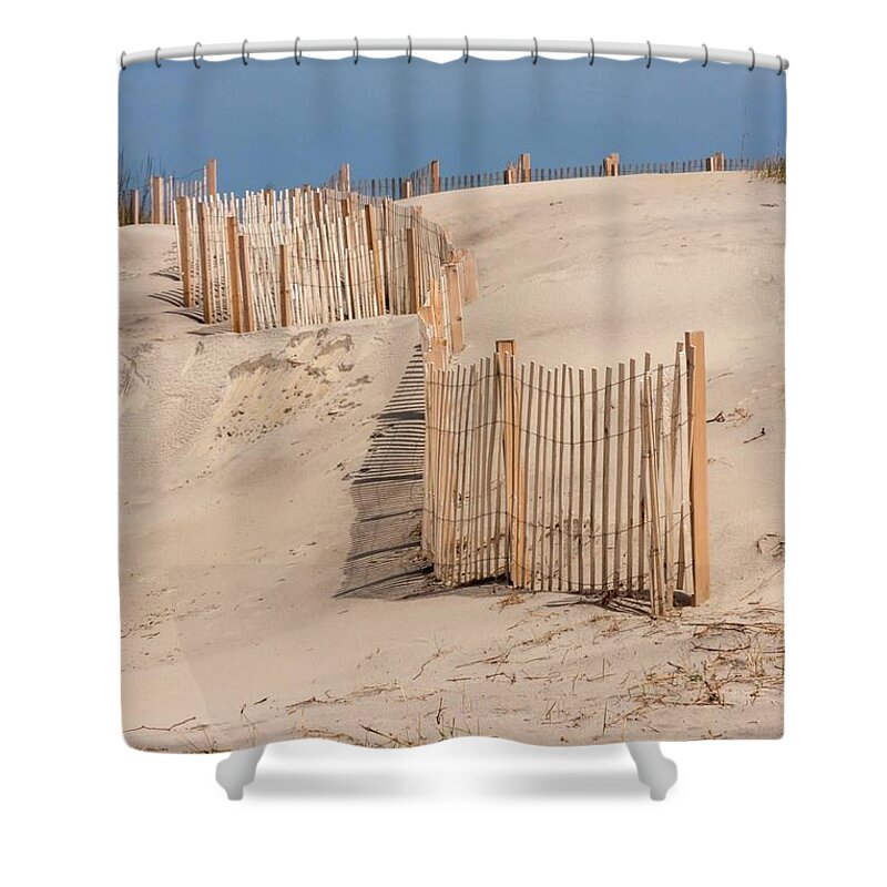 Dunes Shower Curtain featuring the photograph Dune Fence Portrait by Liza Eckardt