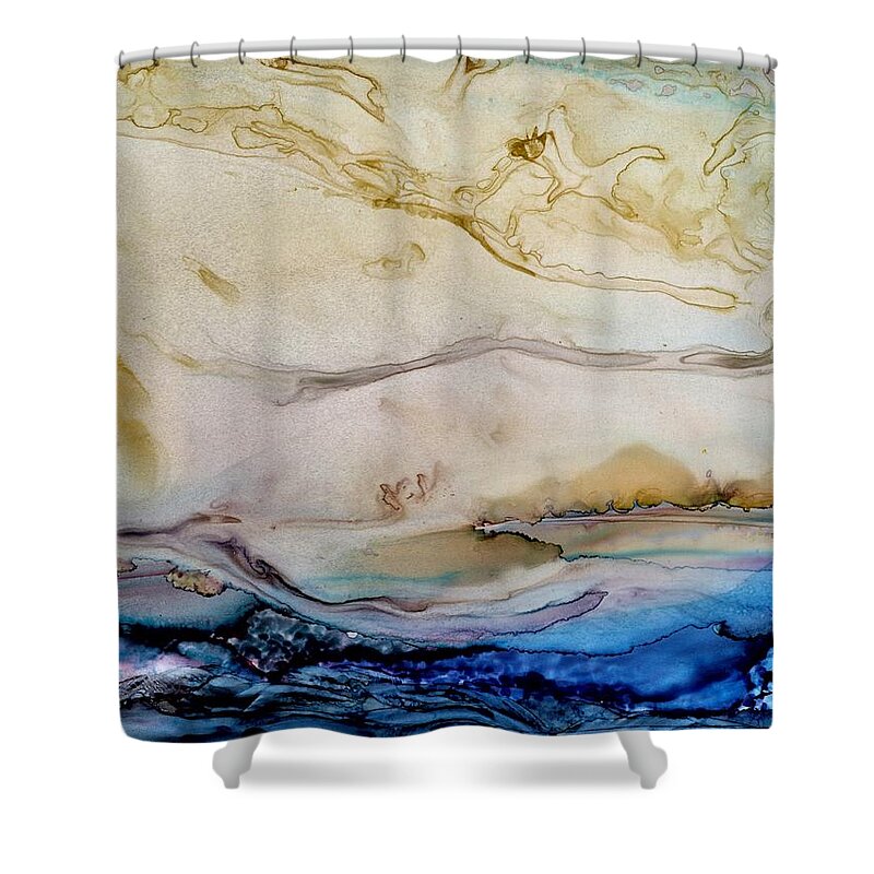 Cloud Shower Curtain featuring the painting Dune walk by Angela Marinari