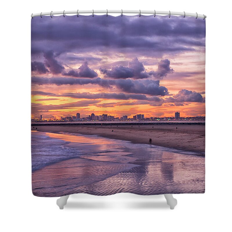 Twilight Shower Curtain featuring the photograph Dusk at Seal Beach by Tom Kelly