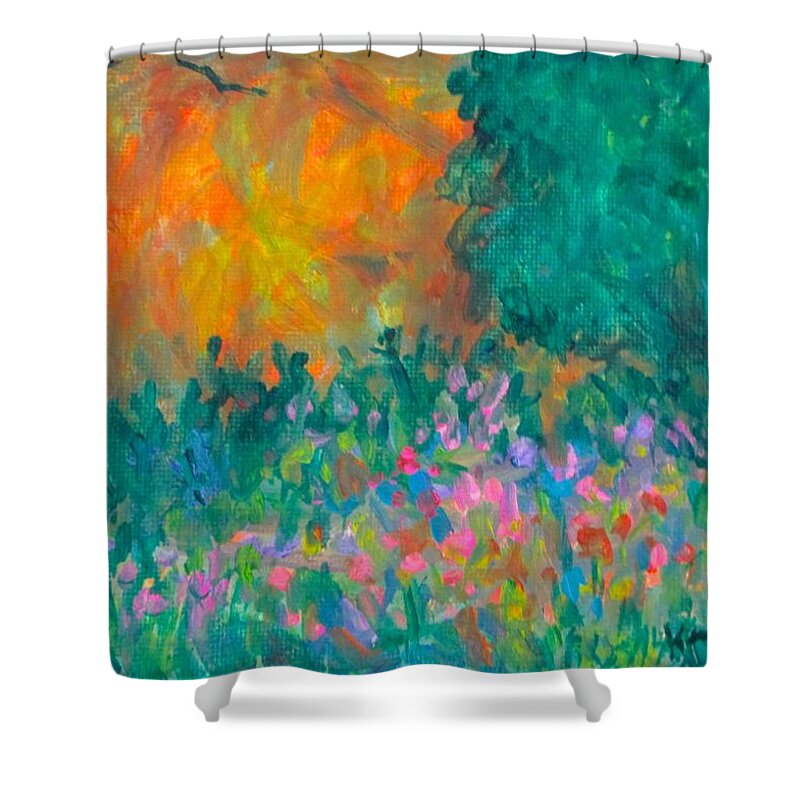 Wildflowers Shower Curtain featuring the painting Dusk Flowers by Kendall Kessler