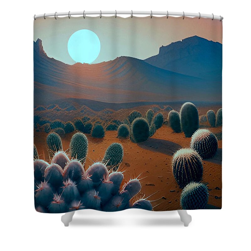 Desert Shower Curtain featuring the mixed media Dusky Southwestern Desert No4 by Bonnie Bruno