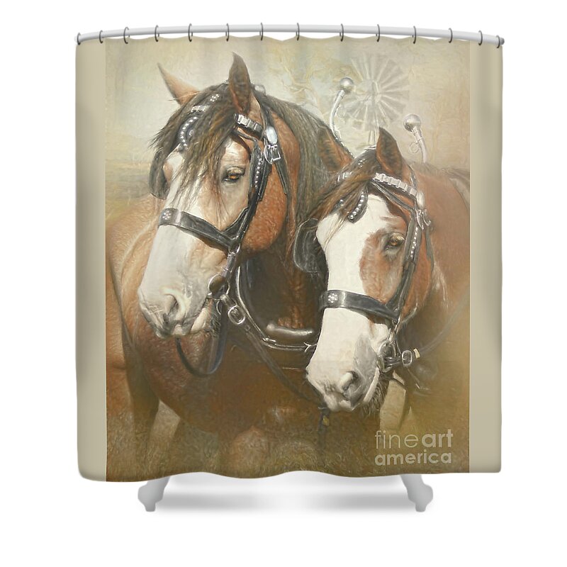 Clydesdale Shower Curtain featuring the digital art Dusty and Dayz by Trudi Simmonds