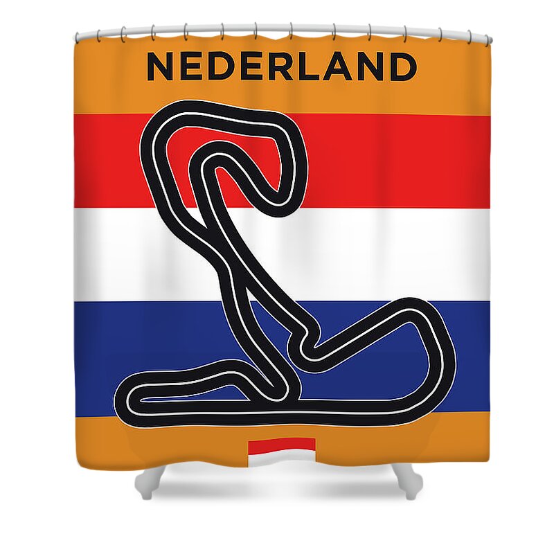 Dutch Shower Curtain featuring the digital art Dutch Grand Prix 2021 Special Edition by Chungkong Art