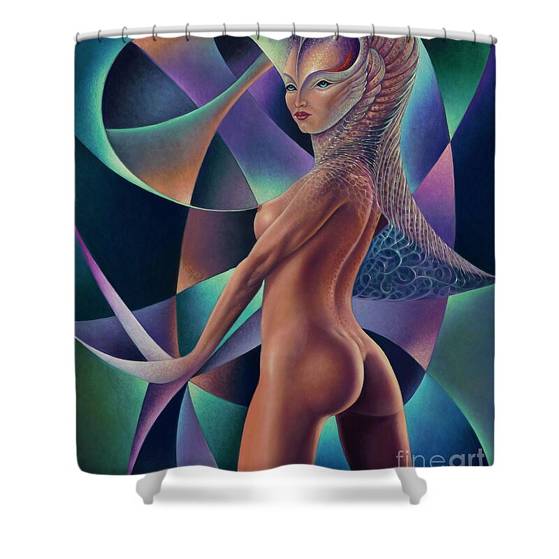 Queen Shower Curtain featuring the painting Dynamic Queen III by Ricardo Chavez-Mendez