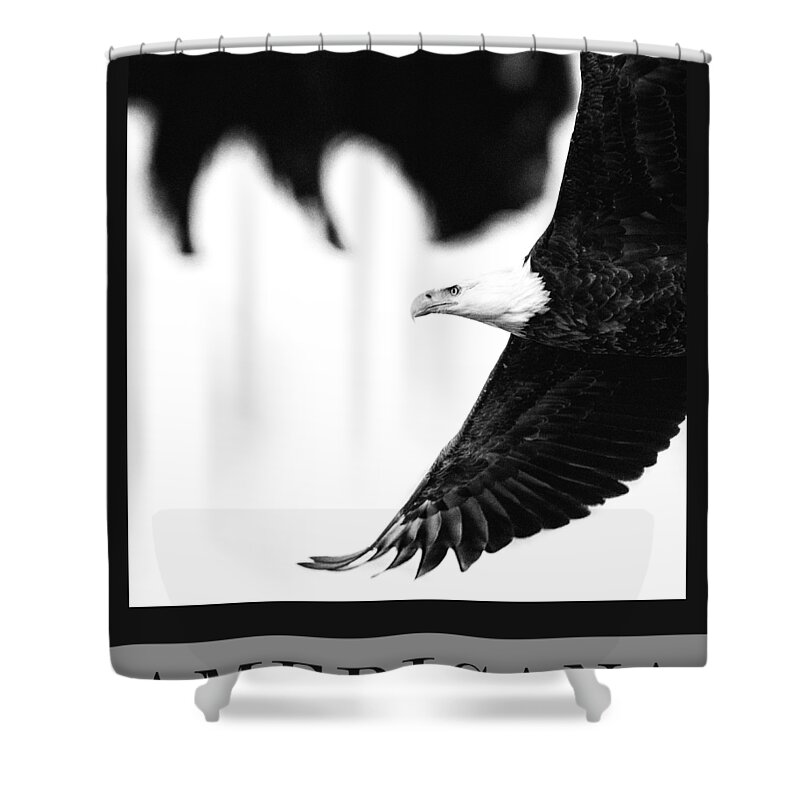 Americana Shower Curtain featuring the photograph Eagle and Bison Shirt Design by Max Waugh