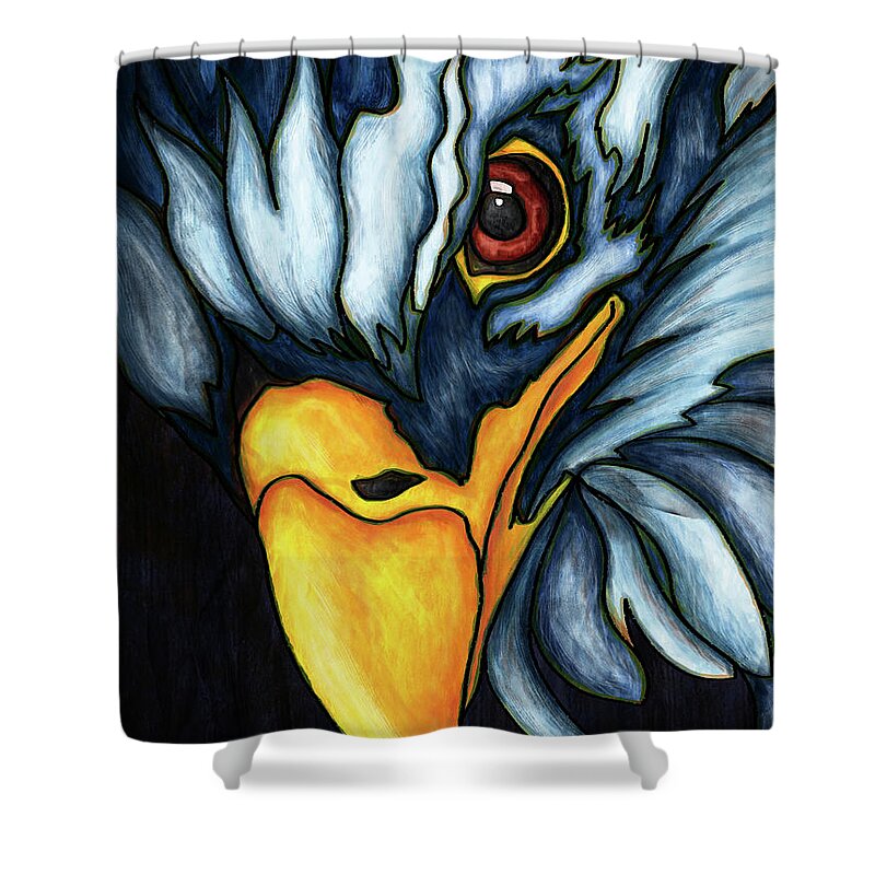 Eagle Shower Curtain featuring the painting Eagle portrait painting, bald eagle by Nadia CHEVREL