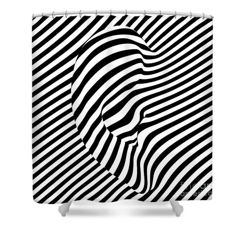 Striped Shower Curtain featuring the digital art Ear by Cu Biz