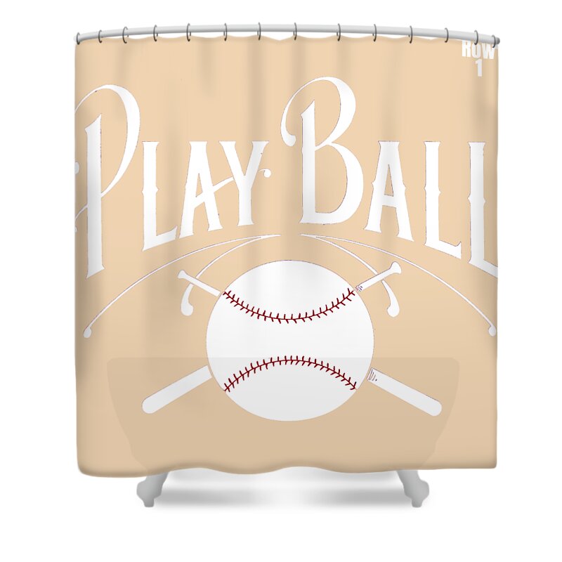 Baseball Shower Curtain featuring the mixed media Early 1900s Play Ball Baseball Art by Row One Brand