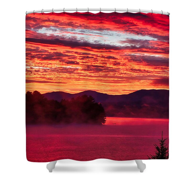 Red Shower Curtain featuring the photograph Early Morning Red by Russel Considine