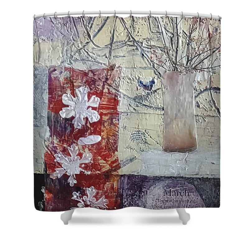 Spring Shower Curtain featuring the mixed media Early Spring by Suzanne Berthier