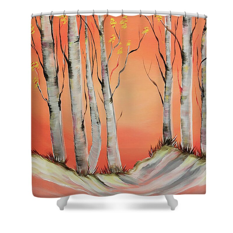 Colorado Shower Curtain featuring the painting Early Winter Aspen by Janice Pariza
