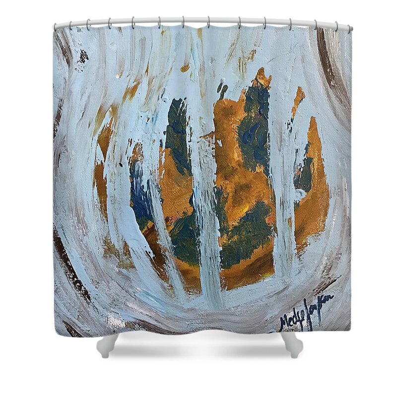 Earth Shower Curtain featuring the painting Earth Finally in Light by Medge Jaspan