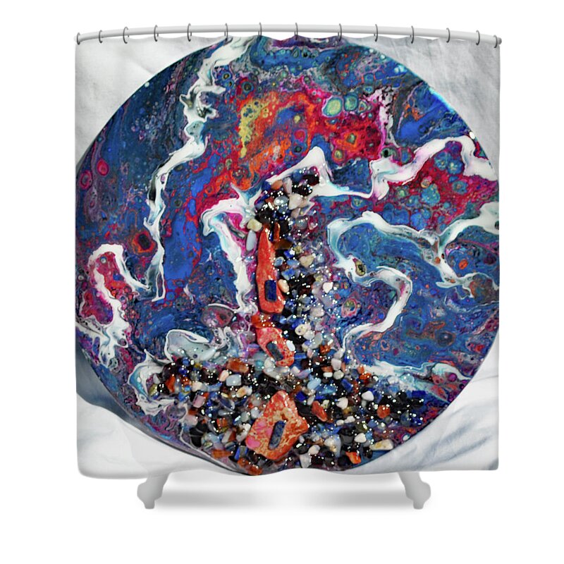 Acrylic Shower Curtain featuring the painting Earth Gems #19W157 by Lori Sutherland