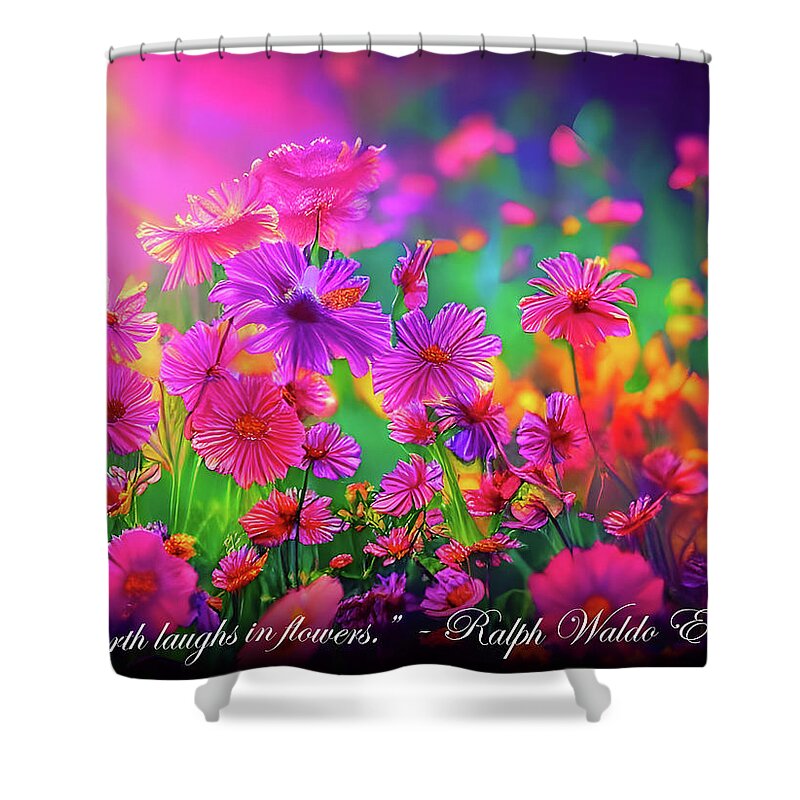 Digital Shower Curtain featuring the digital art Earth Laughs by Beverly Read