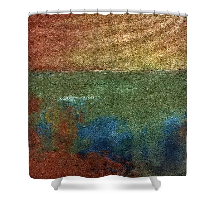 Landscape Shower Curtain featuring the mixed media Earthy by Linda Bailey