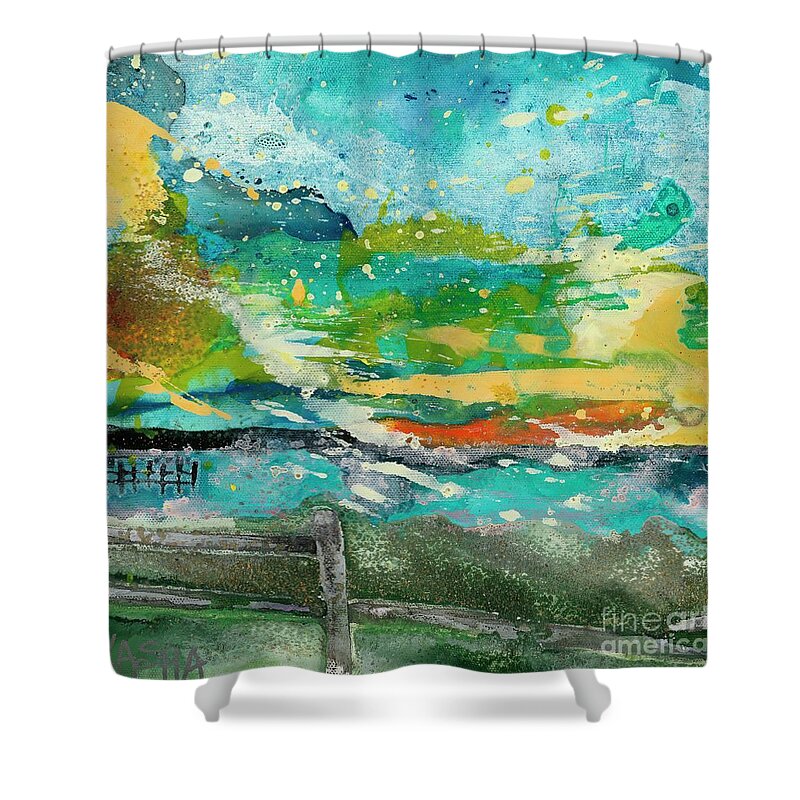 Lighthouse Shower Curtain featuring the painting East Chop by Kasha Ritter