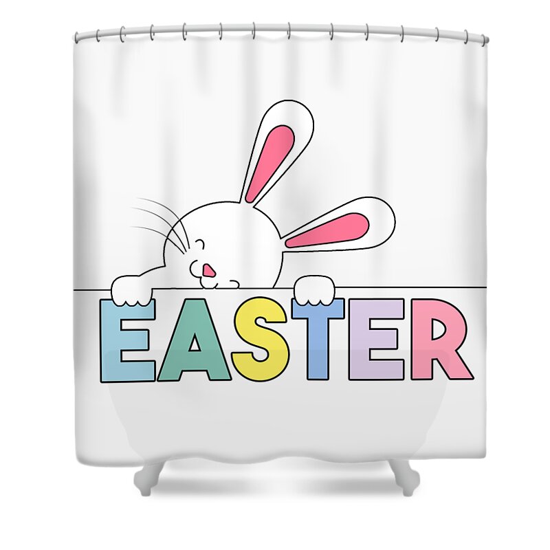 Easter Shower Curtain featuring the digital art Easter Bunny and Sweet Pastel Color Palette by Doreen Erhardt