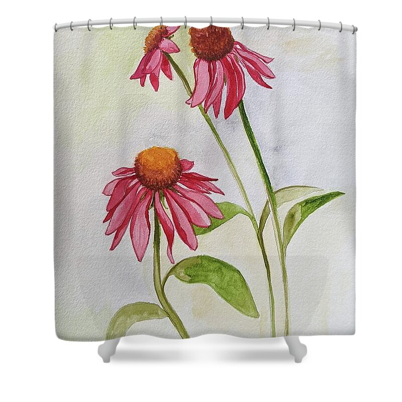 Echinaecea Shower Curtain featuring the painting Echinacaea 1 by Lisa Mutch