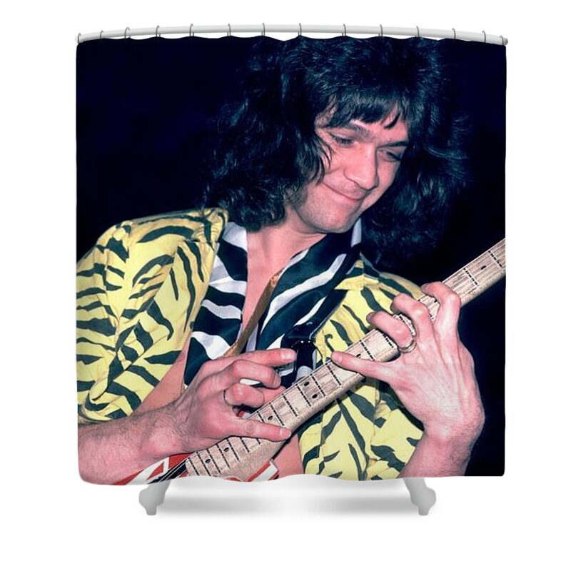Van Shower Curtain featuring the photograph Eddie Van Halen by Action