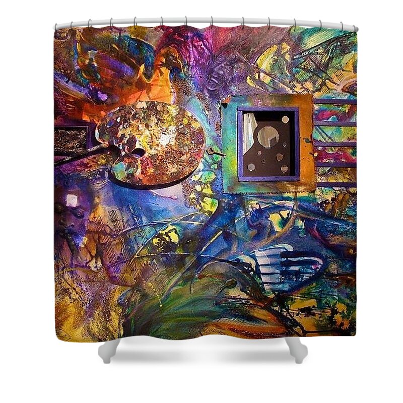 Mixed Media Shower Curtain featuring the mixed media Edge of Order by Sofanya White
