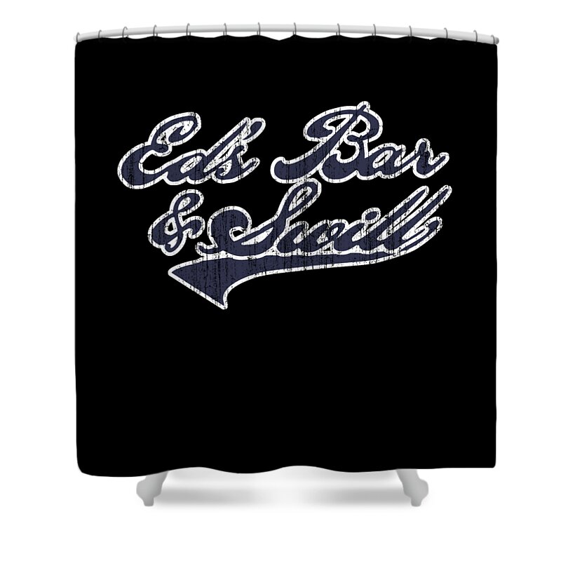 Funny Shower Curtain featuring the digital art Eds Bar And Swill Retro by Flippin Sweet Gear