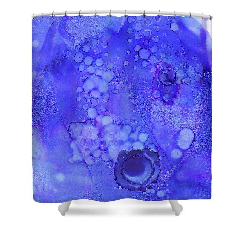 Blue Shower Curtain featuring the painting Effervesce 3 by Christy Sawyer