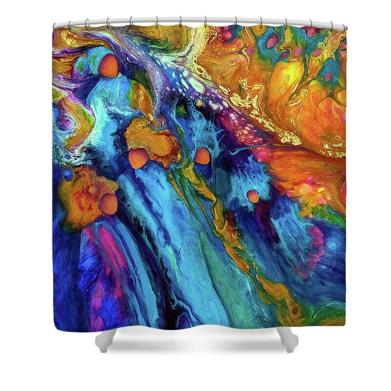 Spiritual Feminine Art Shower Curtain featuring the painting Effervescence by Darcy Lee Saxton