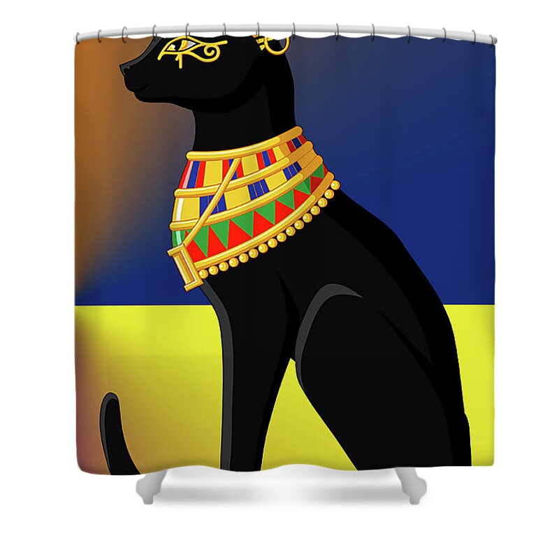 Staley Shower Curtain featuring the digital art Egyptian Cat 1 by Chuck Staley