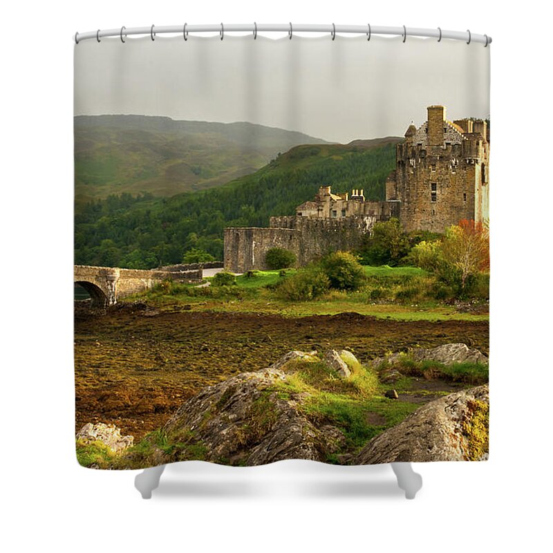 Scotland Shower Curtain featuring the photograph Eilean Donan Castle in the loch Alsh at the highlands of Scotlan by Michalakis Ppalis