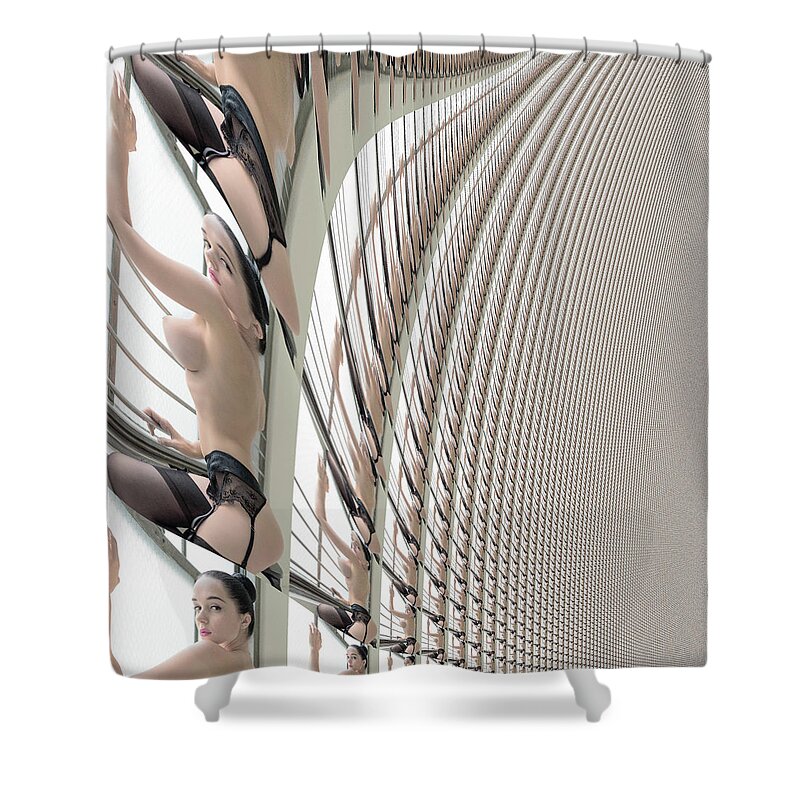 Naked Shower Curtain featuring the digital art Eirene Power by Stephane Poirier
