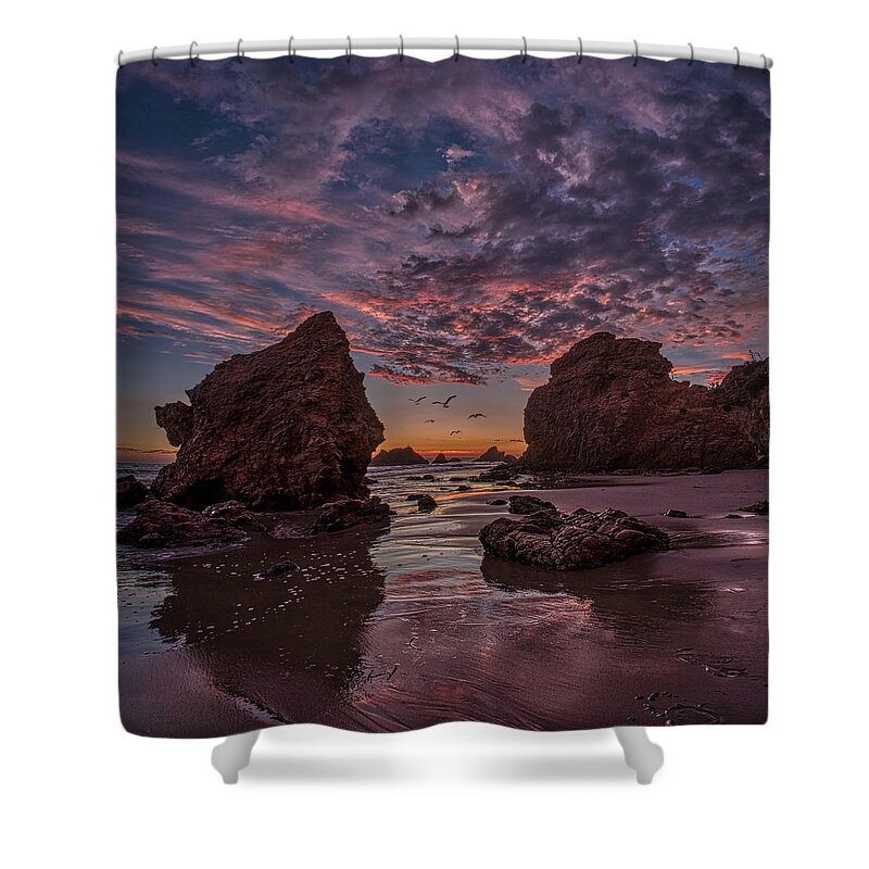 Landscape Shower Curtain featuring the photograph El Matador Sunset by Romeo Victor