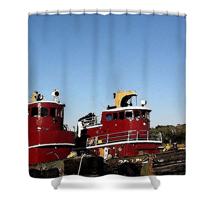 Tug Shower Curtain featuring the photograph Elder Sisters by Lin Grosvenor