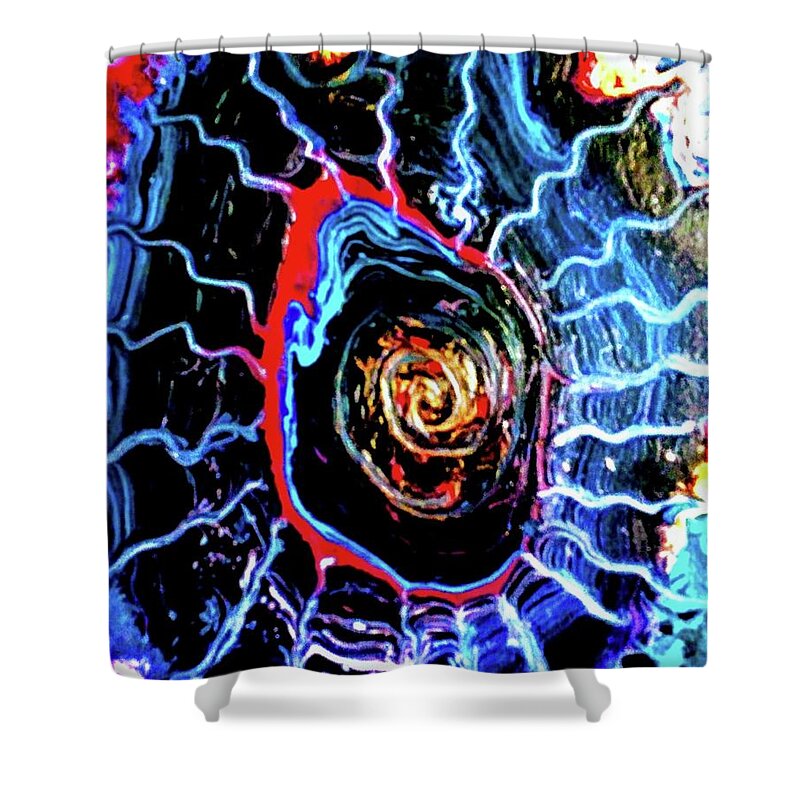 Electric Shower Curtain featuring the painting Electric Blue by Anna Adams