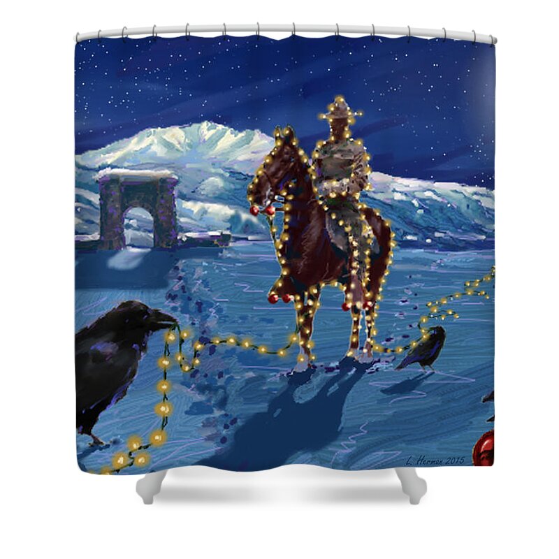 Yellowstone Shower Curtain featuring the digital art Electric Ranger by Les Herman