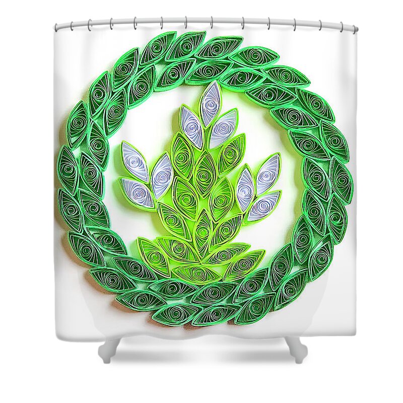 Quilling Shower Curtain featuring the mixed media Element Earth 1024 by Karen Celella