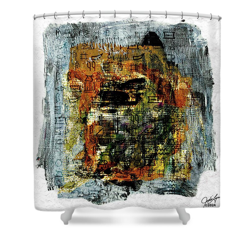 Abstract Shower Curtain featuring the mixed media Elements 2 by Judi Lynn