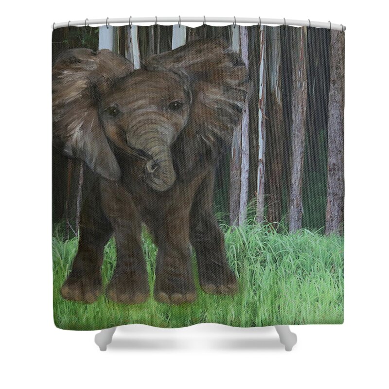 Art Shower Curtain featuring the painting Elephant by Tammy Pool