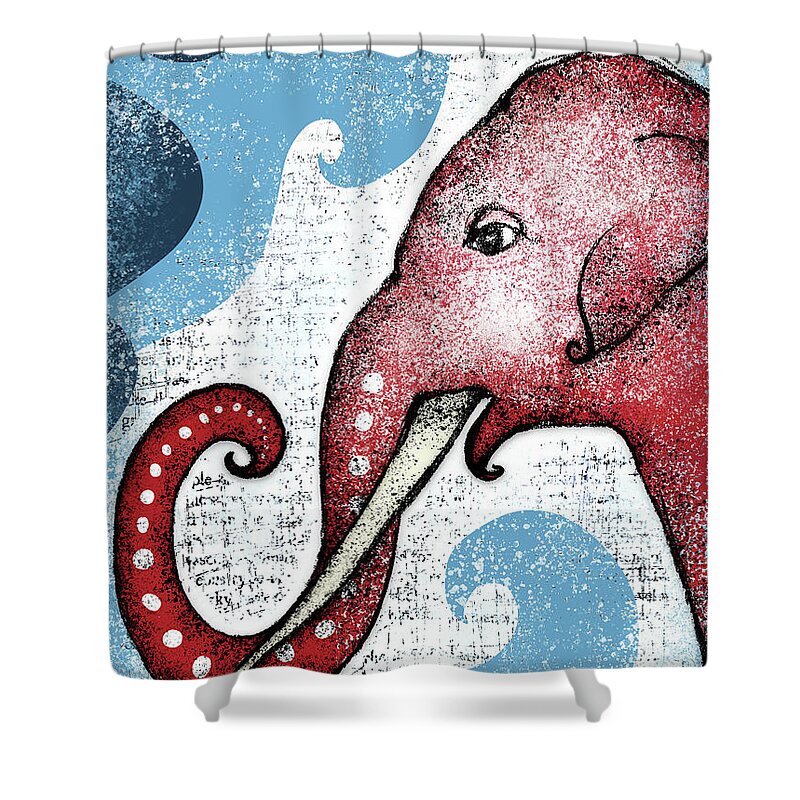 Elephant Shower Curtain featuring the digital art Elephant Would Like A Word by Flo Karp