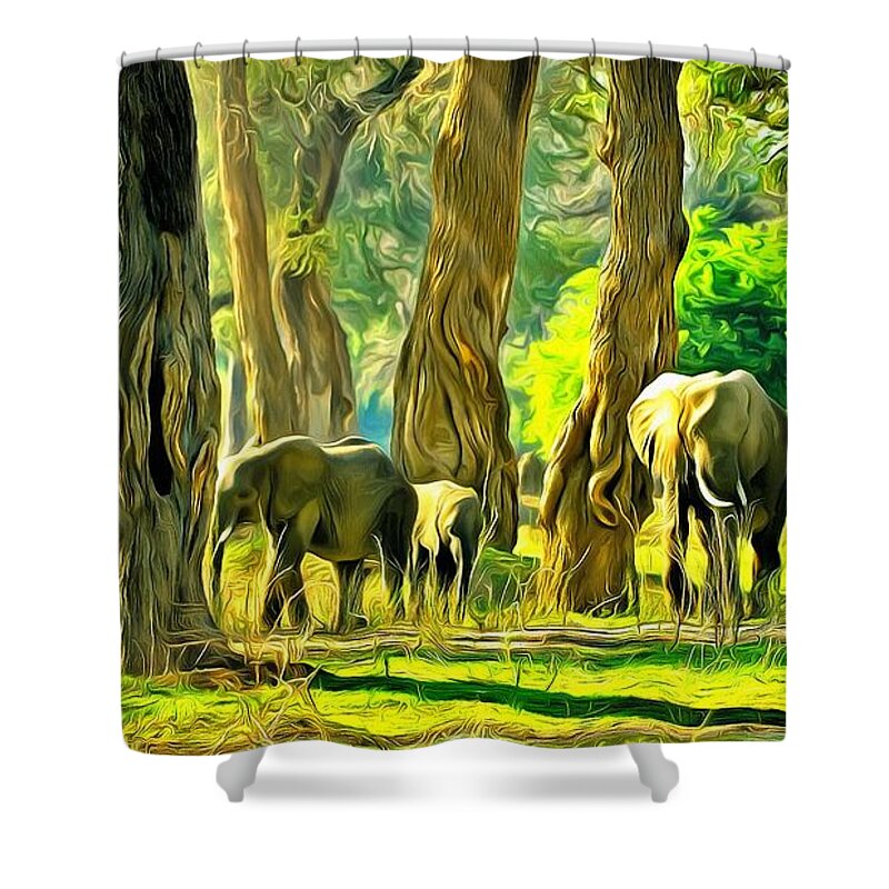 Elle's Home Shower Curtain featuring the painting Elle's Home by Harry Warrick