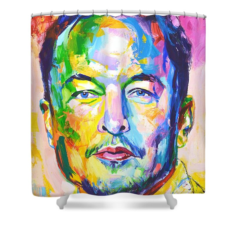 Elon Reeve Musk Shower Curtain featuring the painting Elon Musk by Iryna Kastsova