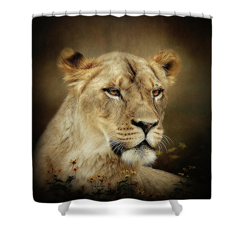 Lioness Shower Curtain featuring the digital art Elsa by Maggy Pease