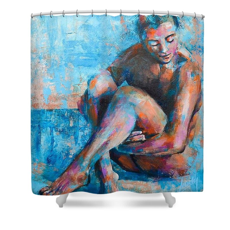  Shower Curtain featuring the painting Embracing Me by Luzdy Rivera