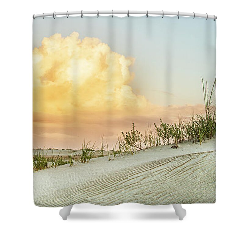 Sunset Shower Curtain featuring the photograph Emerald Isle Sunset at the Point by Bob Decker