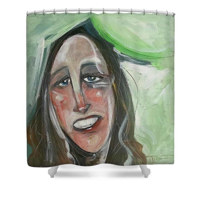 Woman Shower Curtain featuring the painting Emily by Tim Nyberg