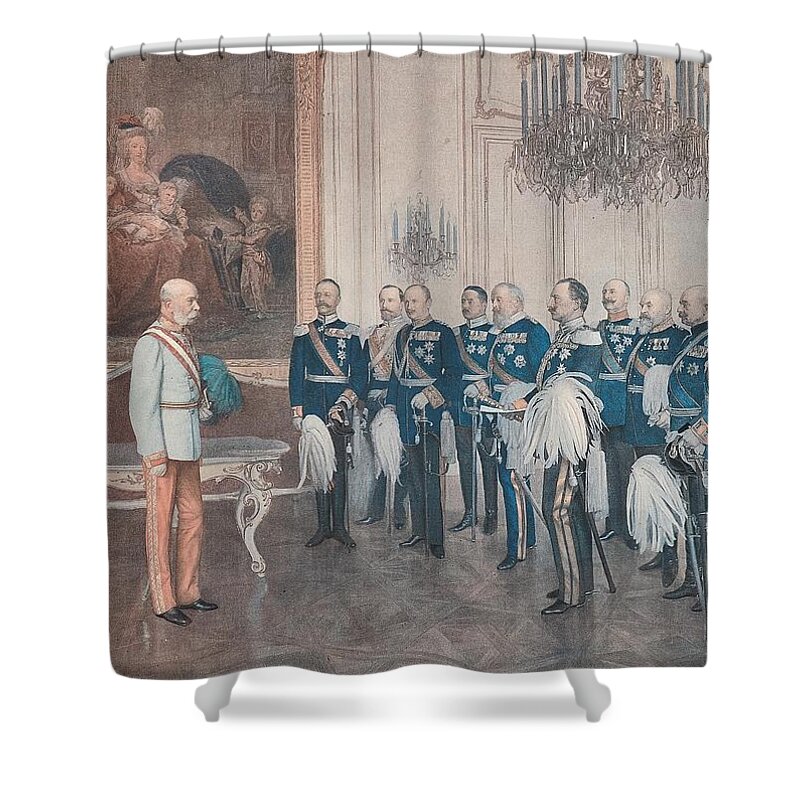 Charles Shower Curtain featuring the painting Emperor Franz Joseph I of Austria Color print after Franz Matsch by MotionAge Designs