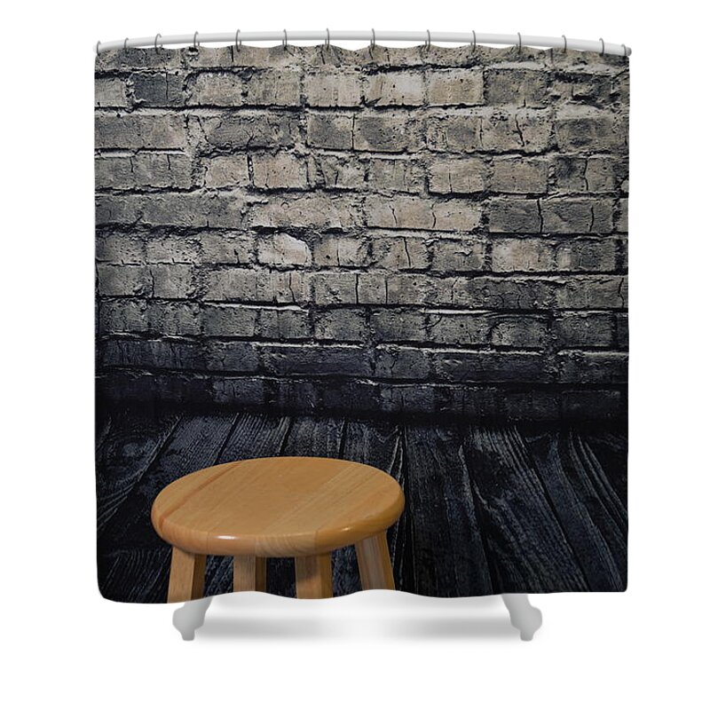 Stool Shower Curtain featuring the photograph Empty Stage by James Cousineau